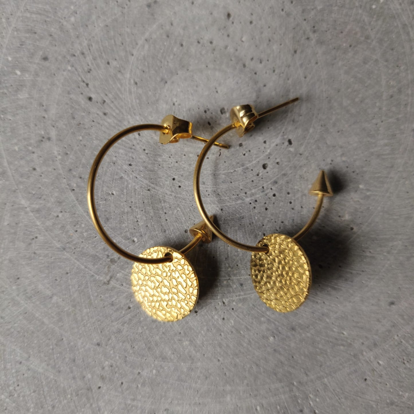 Textured Drop Gold Tone Stainless Steel Earrings