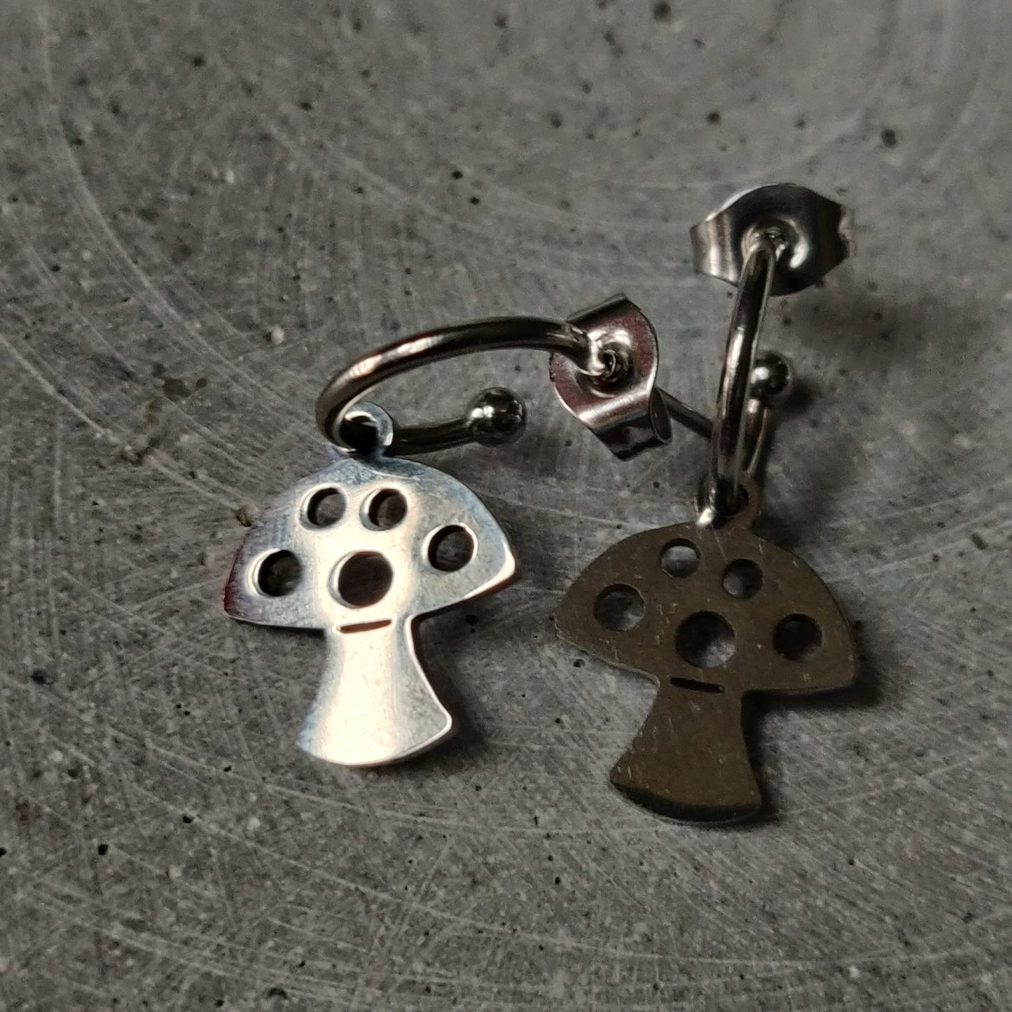 Mushroom Charm Earrings Stainless Steel