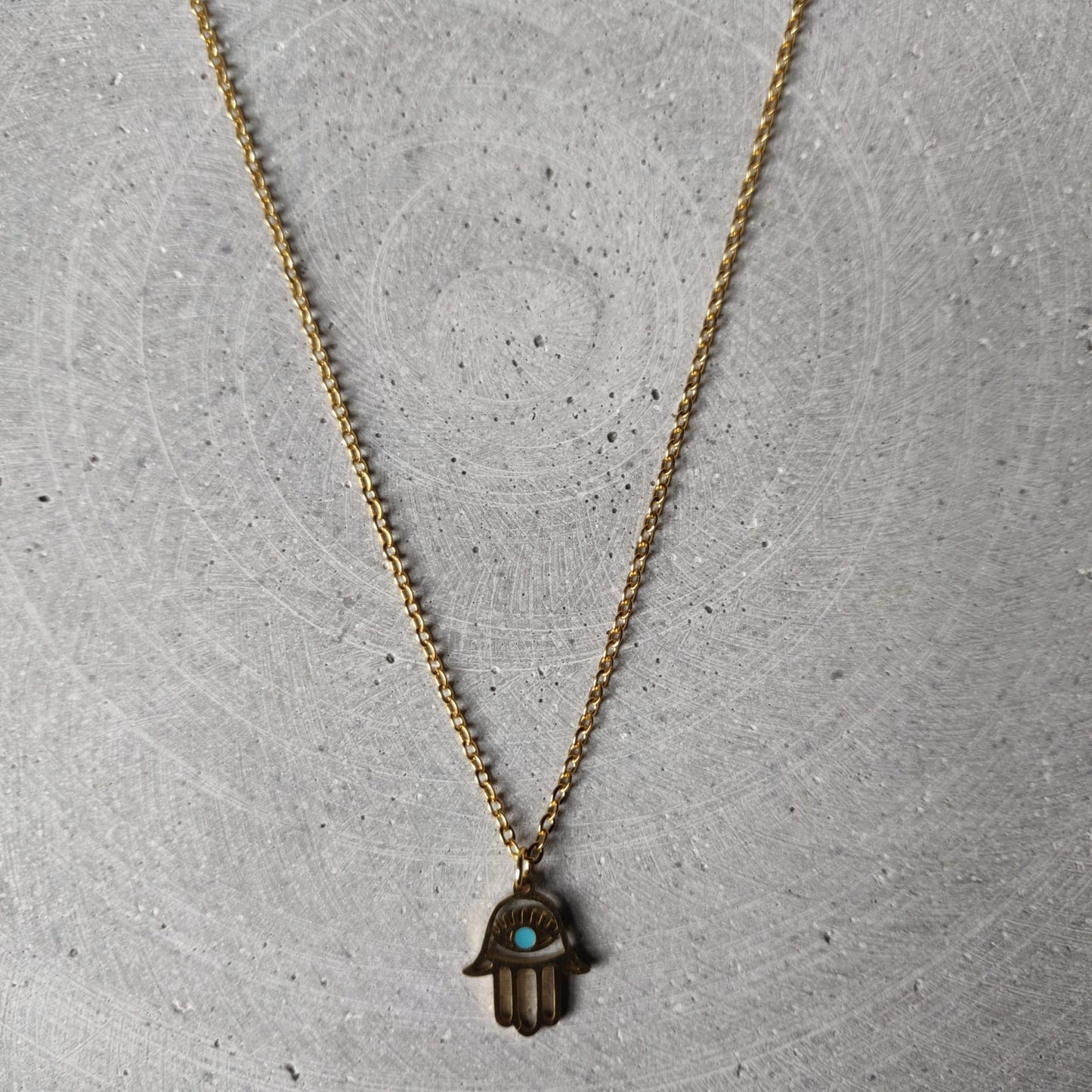 Hamsa Hand Gold Tone on Stainless Steel Necklace