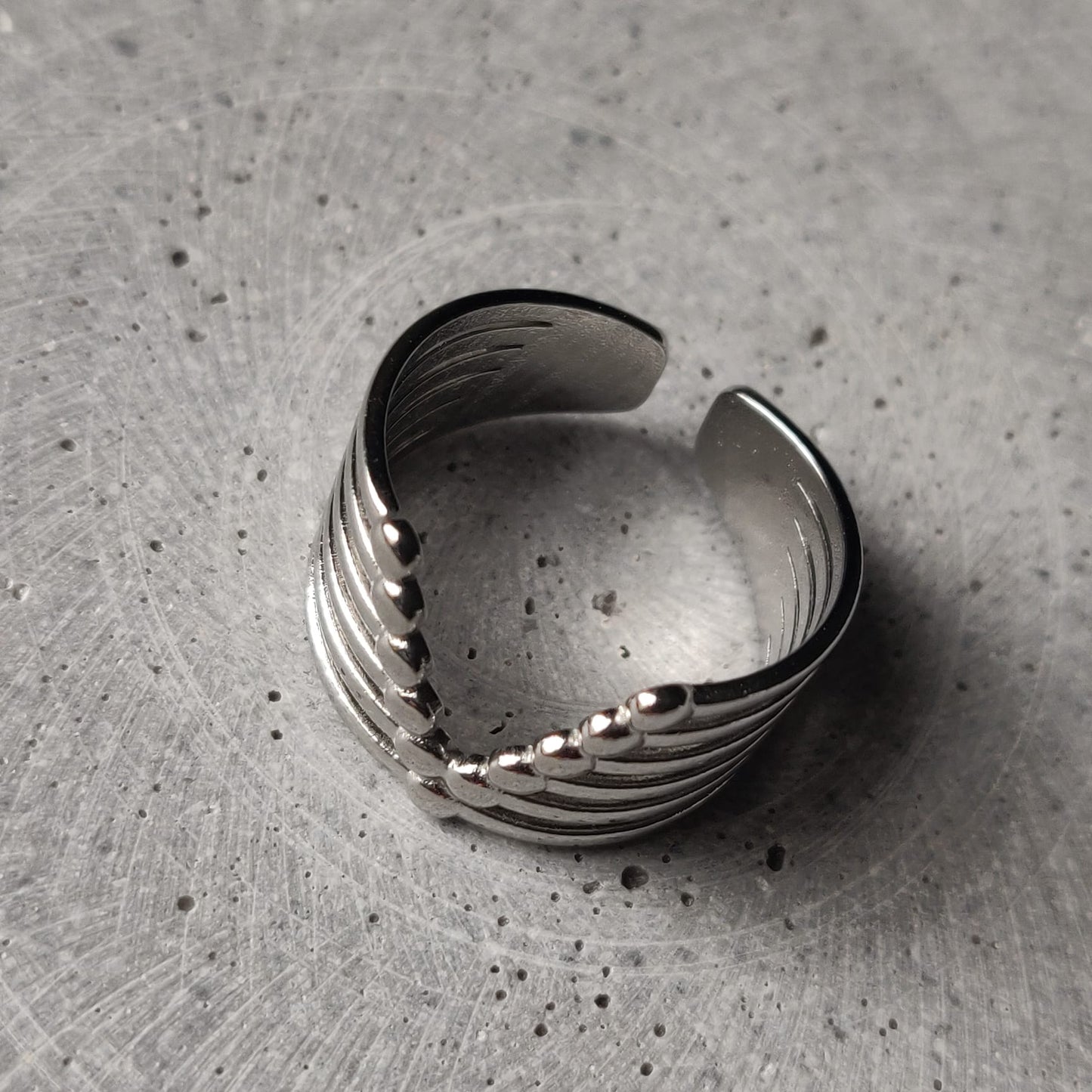 Layered V Stainless Steel Cuff Ring