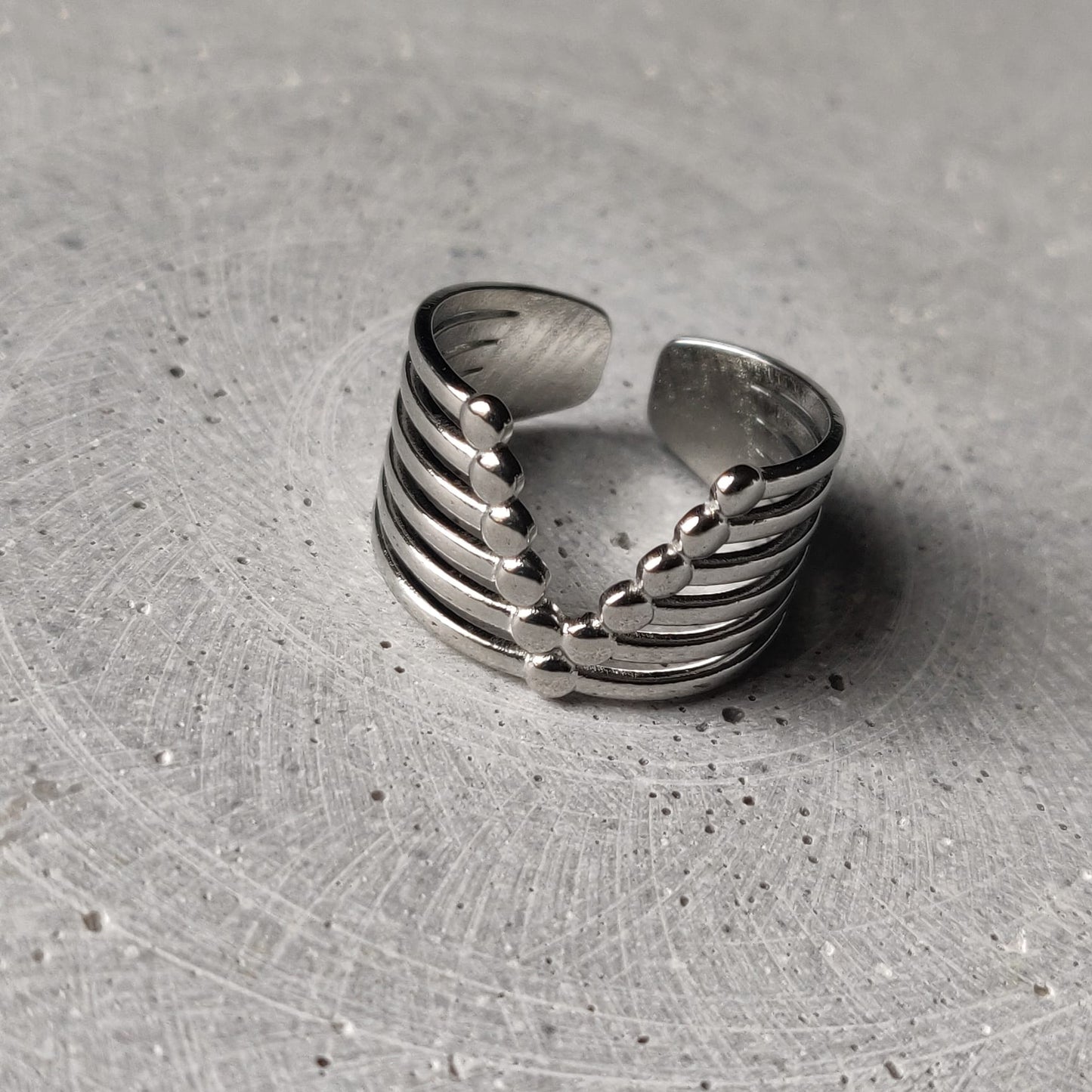 Layered V Stainless Steel Cuff Ring