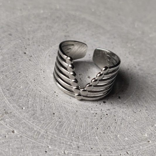 Layered V Stainless Steel Cuff Ring