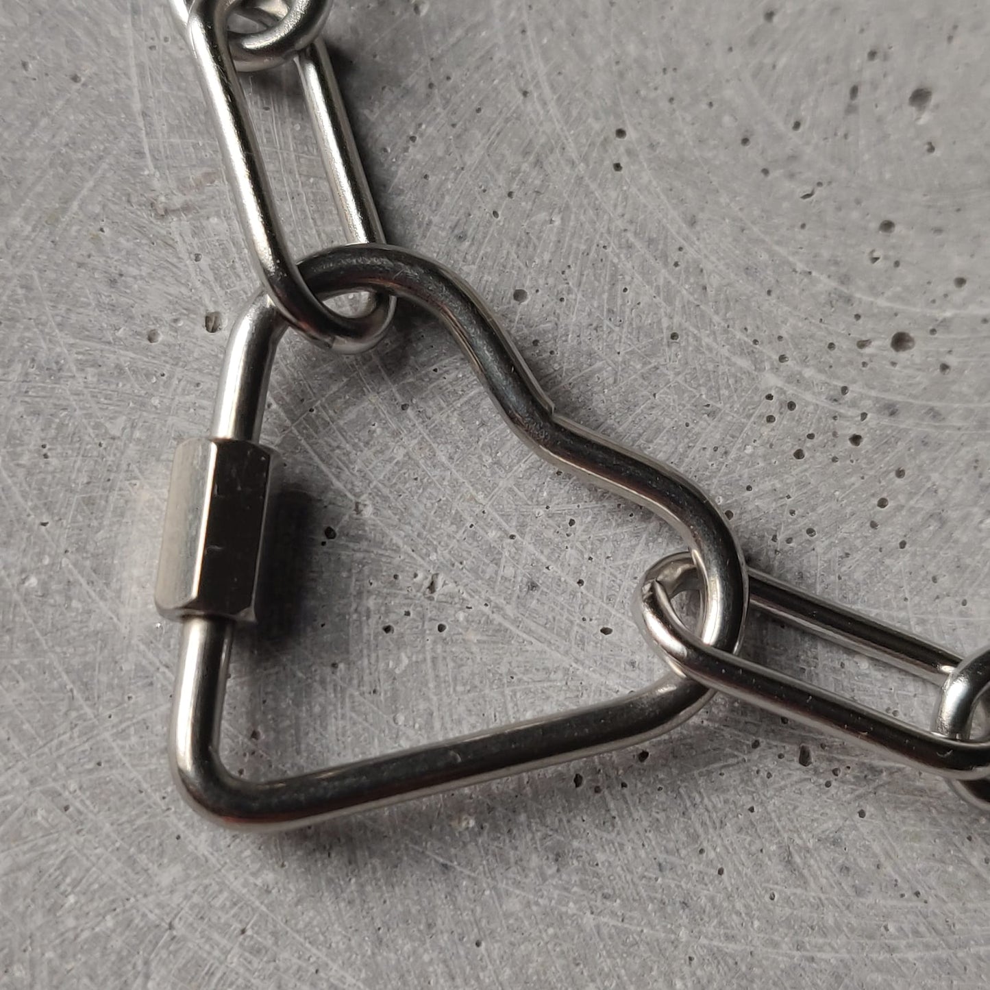 Heart Clasp Paperclip Chain Bracelet Silver Tone Stainless Steel