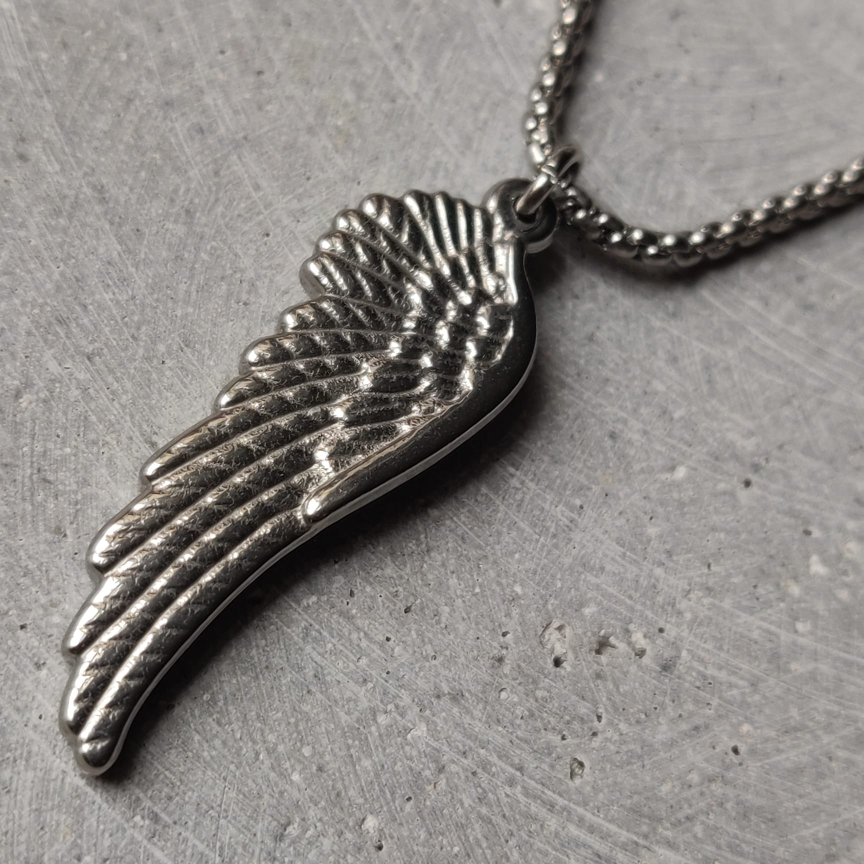 Angel Wing Stainless Steel Box Chain Necklace