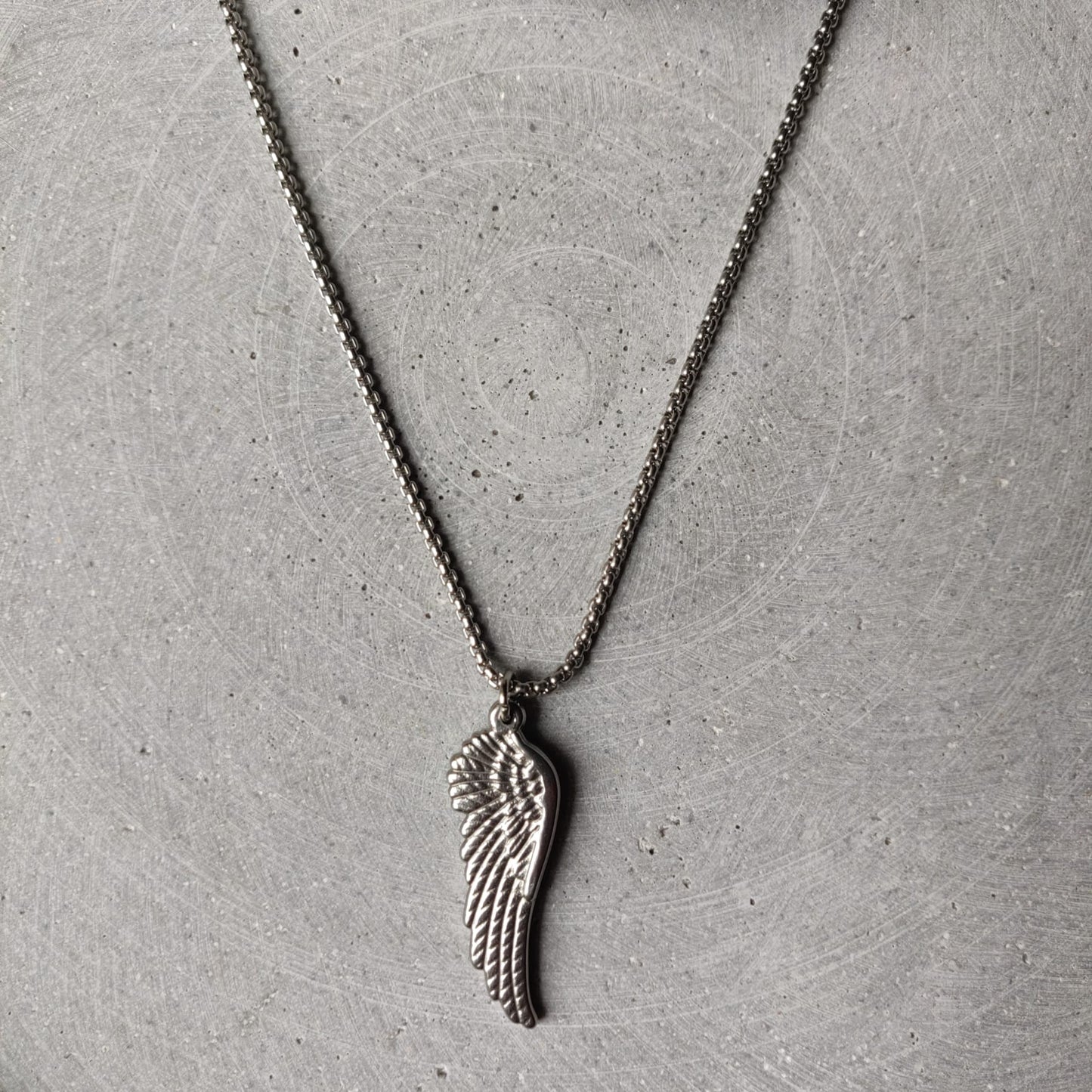 Angel Wing Stainless Steel Box Chain Necklace