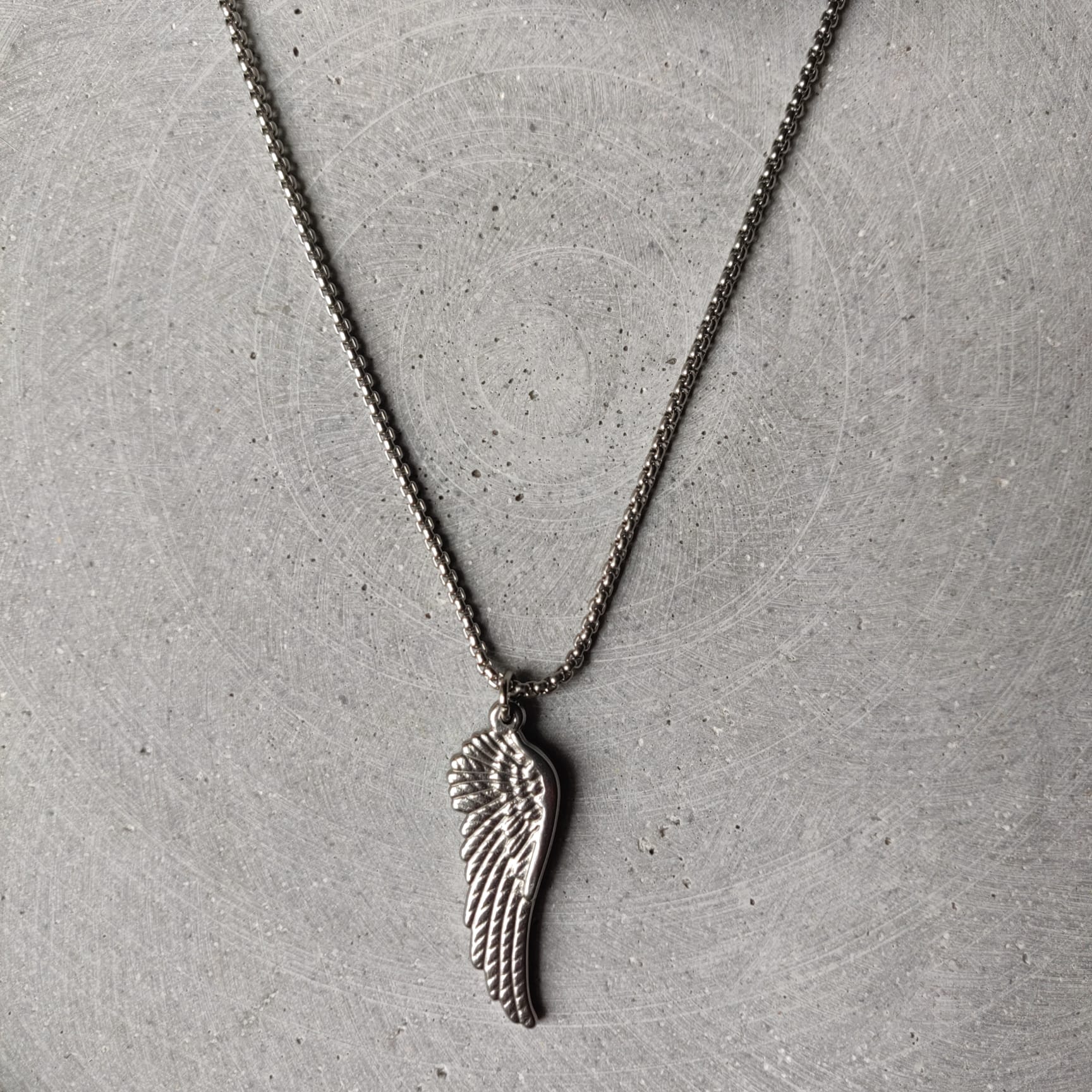 Angel Wing Stainless Steel Box Chain Necklace