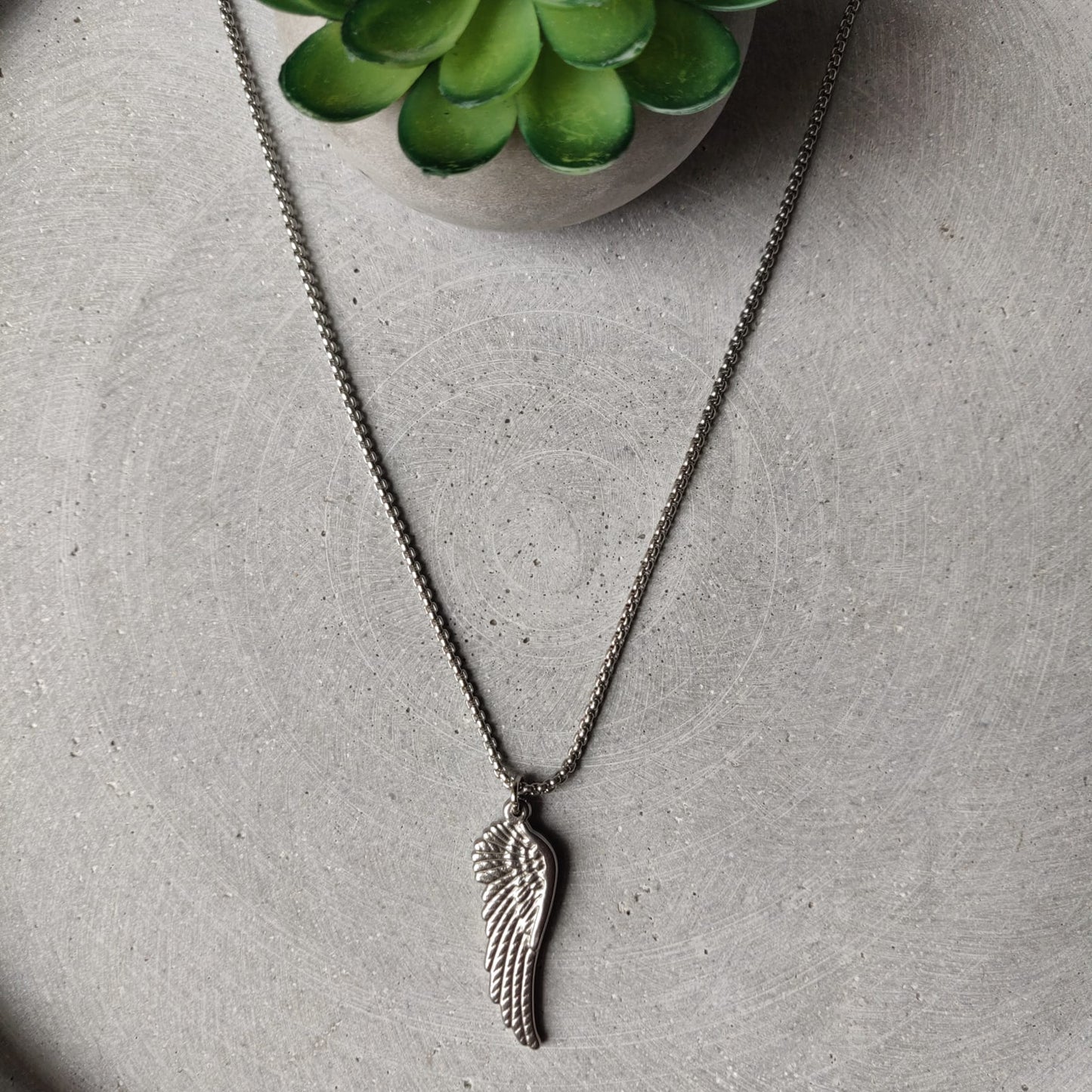 Angel Wing Stainless Steel Box Chain Necklace