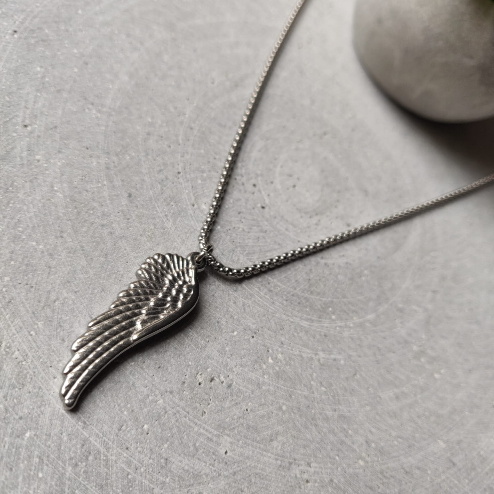 Angel Wing Stainless Steel Box Chain Necklace