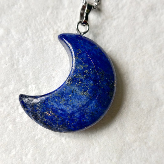 Lapis Lazuli Crystal Moon Necklace