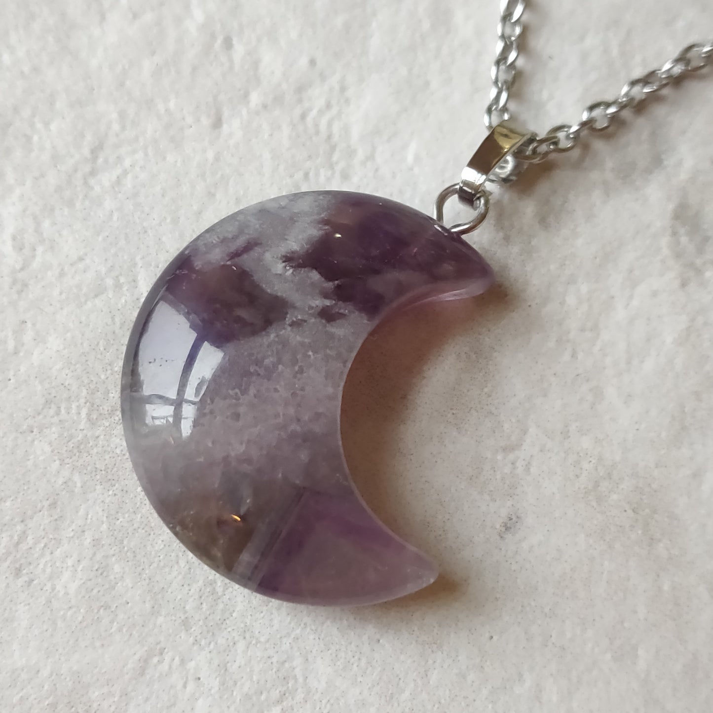 Amethyst Crystal Moon Necklace
