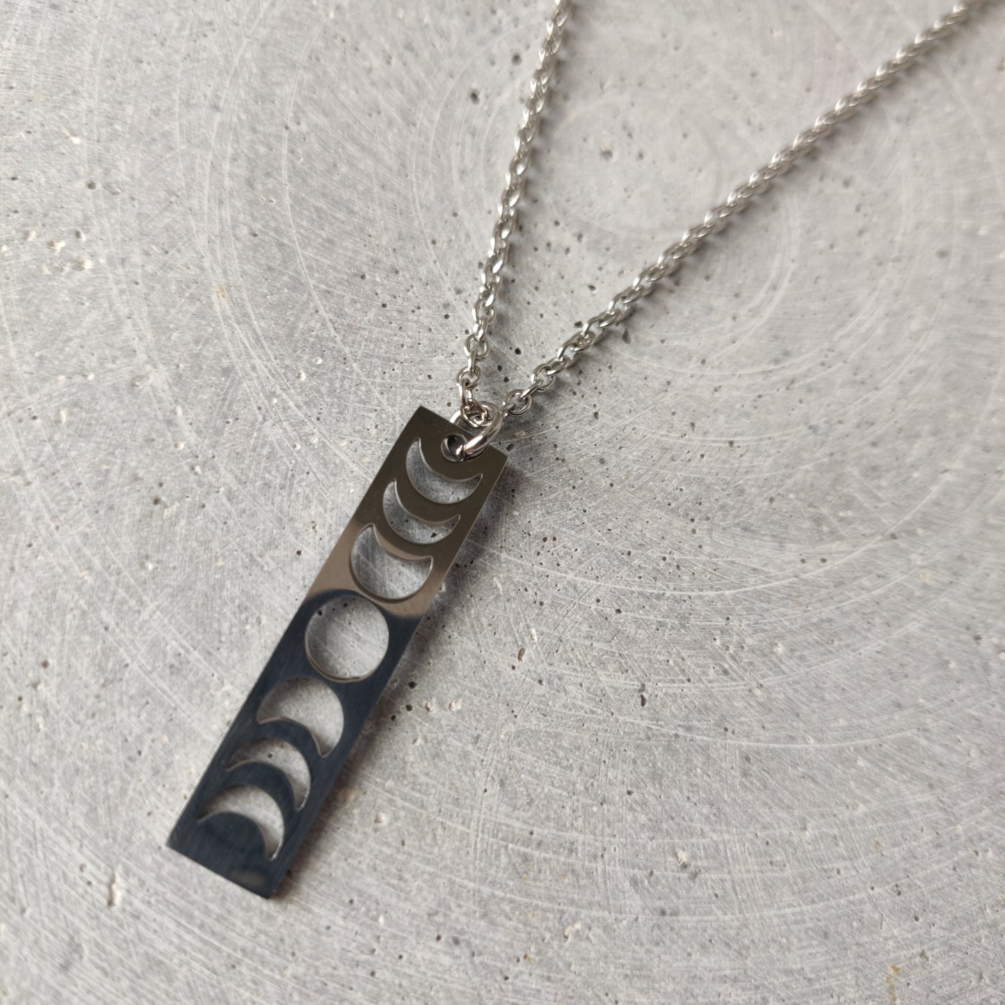 Stainless Steel Moon Phase Necklace