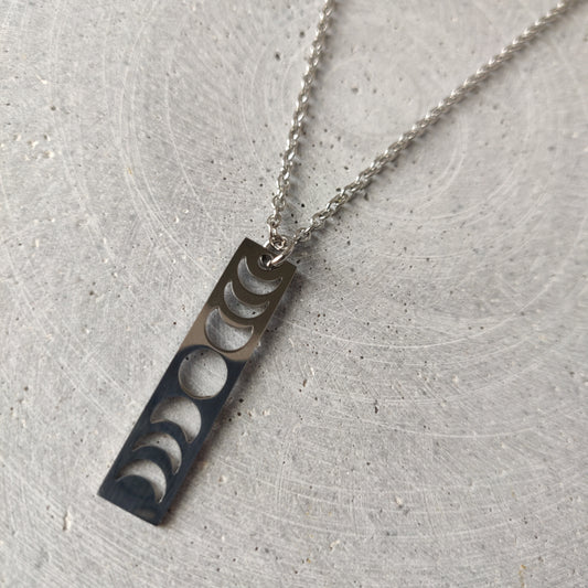 Stainless Steel Moon Phase Necklace