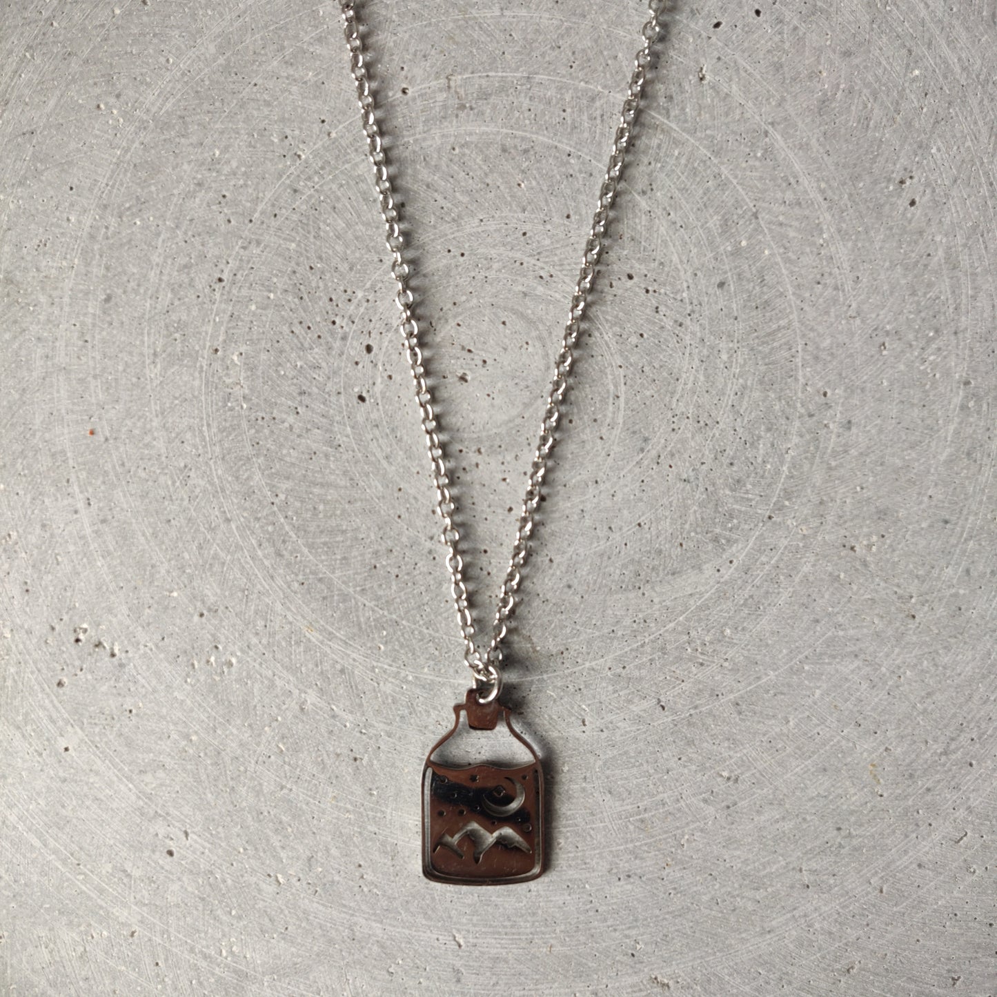 Landscape In A Bottle Stainless Steel Necklace