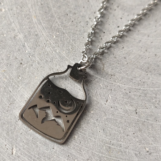Landscape In A Bottle Stainless Steel Necklace