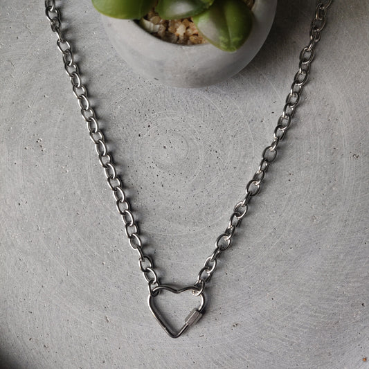 Stainless Steel Heart Clasp Necklace