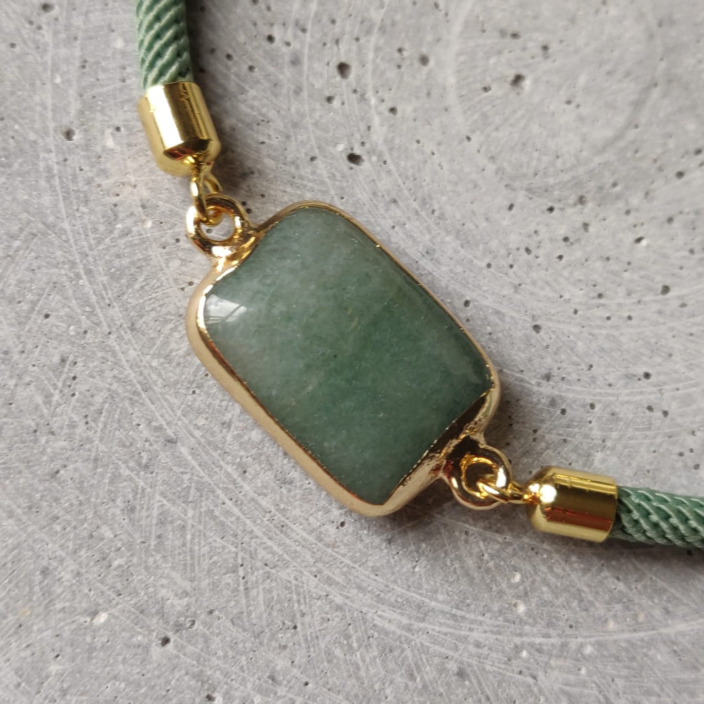 Green Aventurine Adjustable Bracelet on a Mint Green Twisted Cord