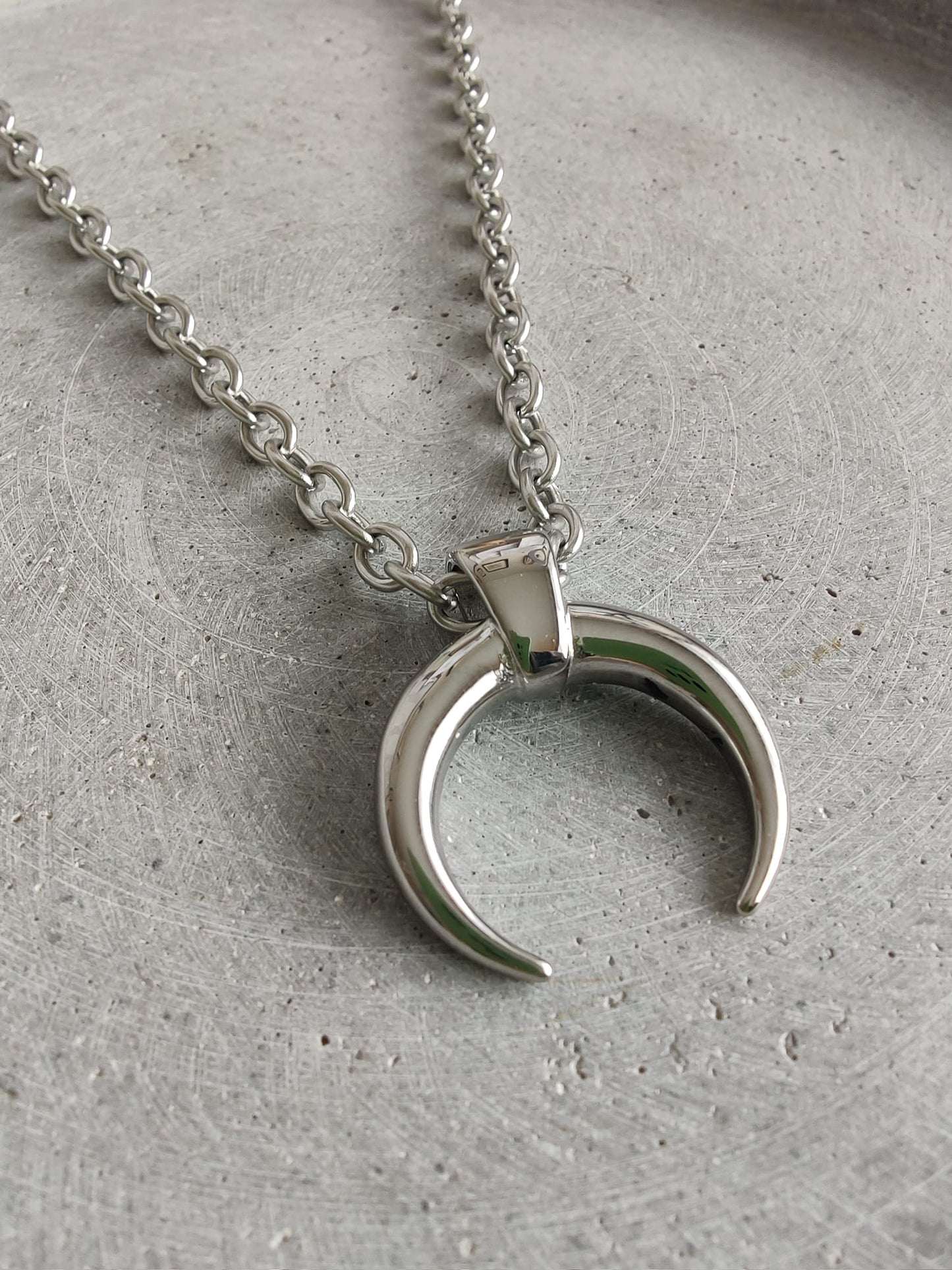 Large Crescent Moon Stainless Steel