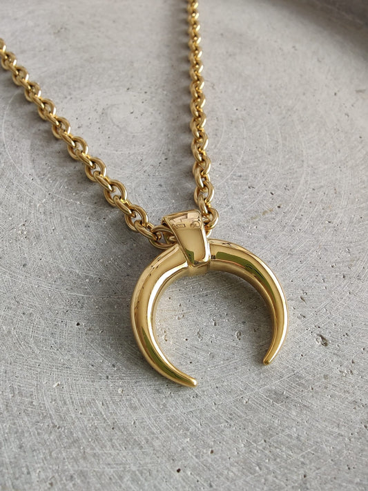 Large Crescent Moon Gold Stainless Steel