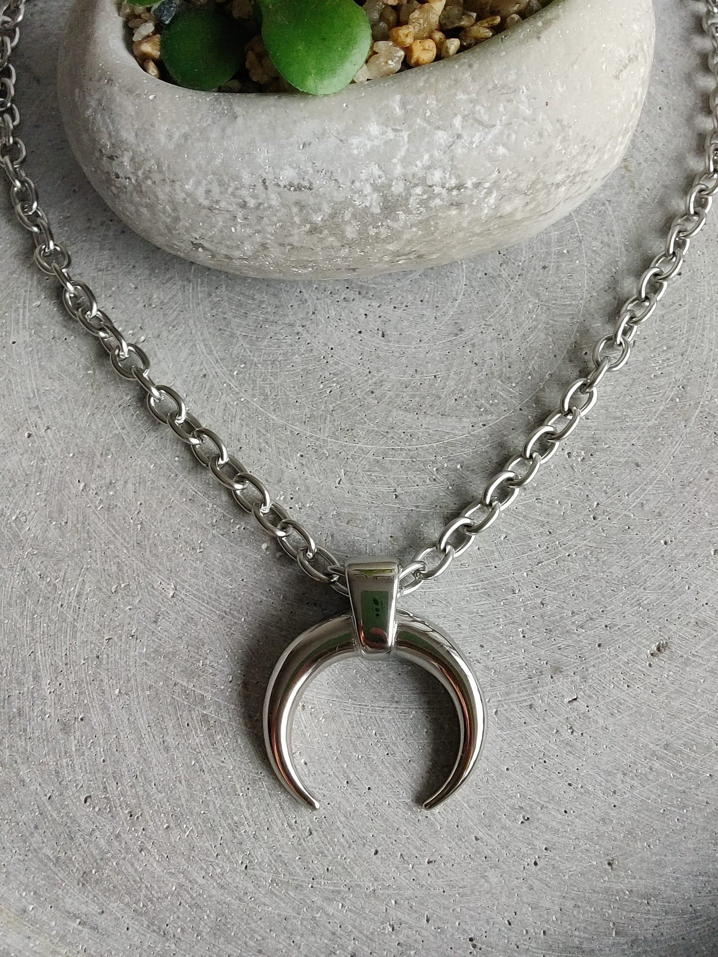 Large Crescent Moon Stainless Steel