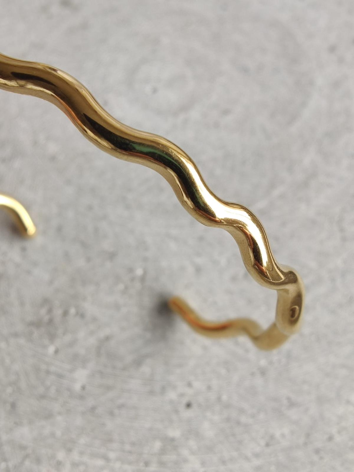 Wave Bangle Gold Tone Stainless Steel