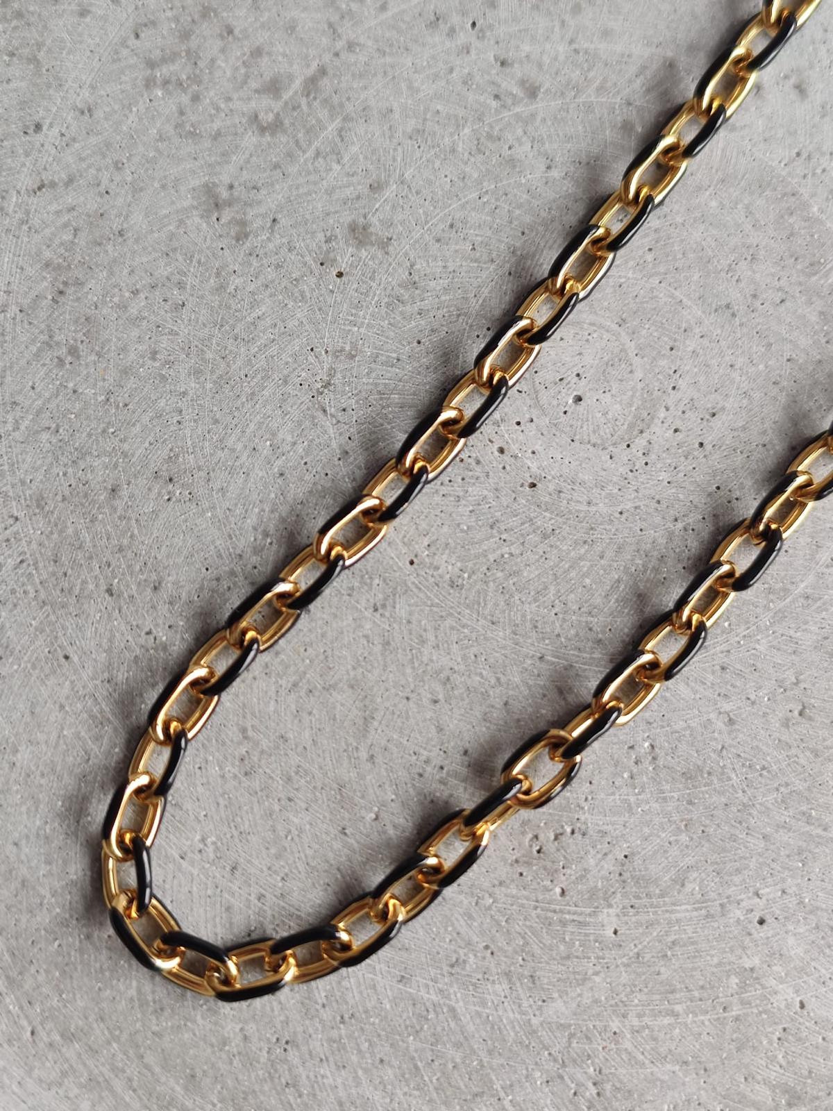 Black Coloured Enamel Oval Link Stainless Steel Bracelet