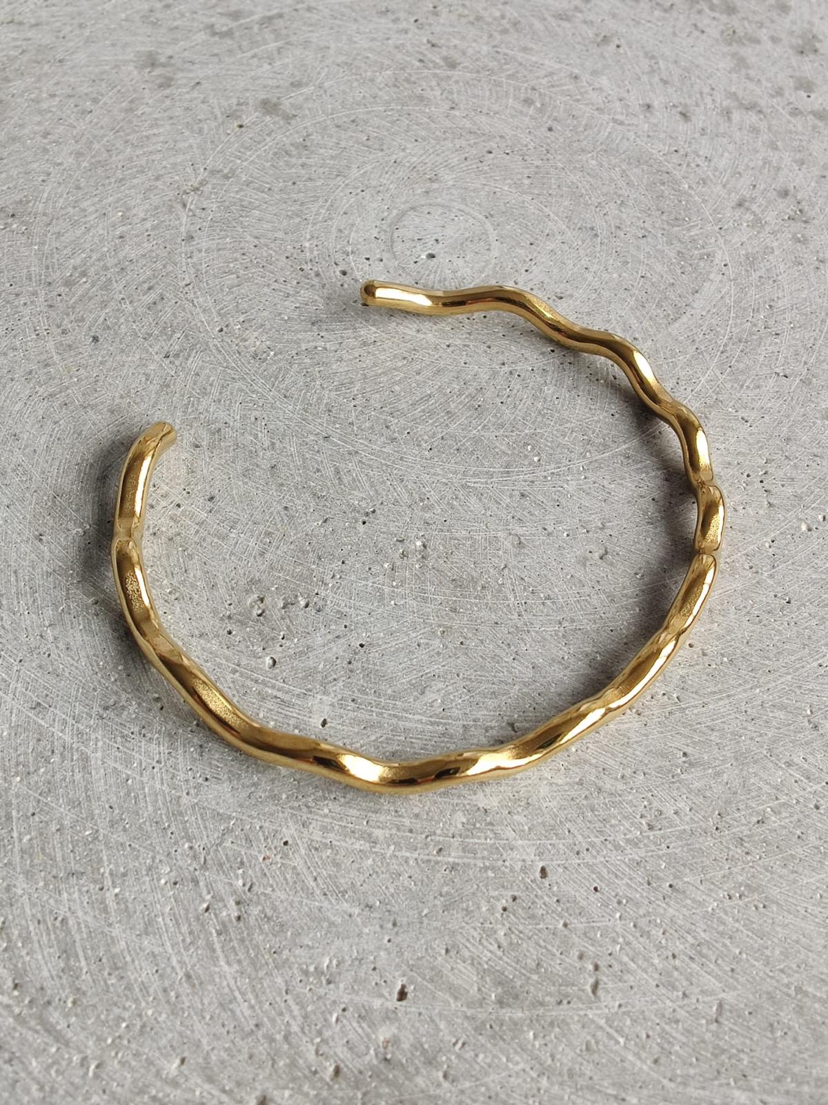 Wave Bangle Gold Tone Stainless Steel