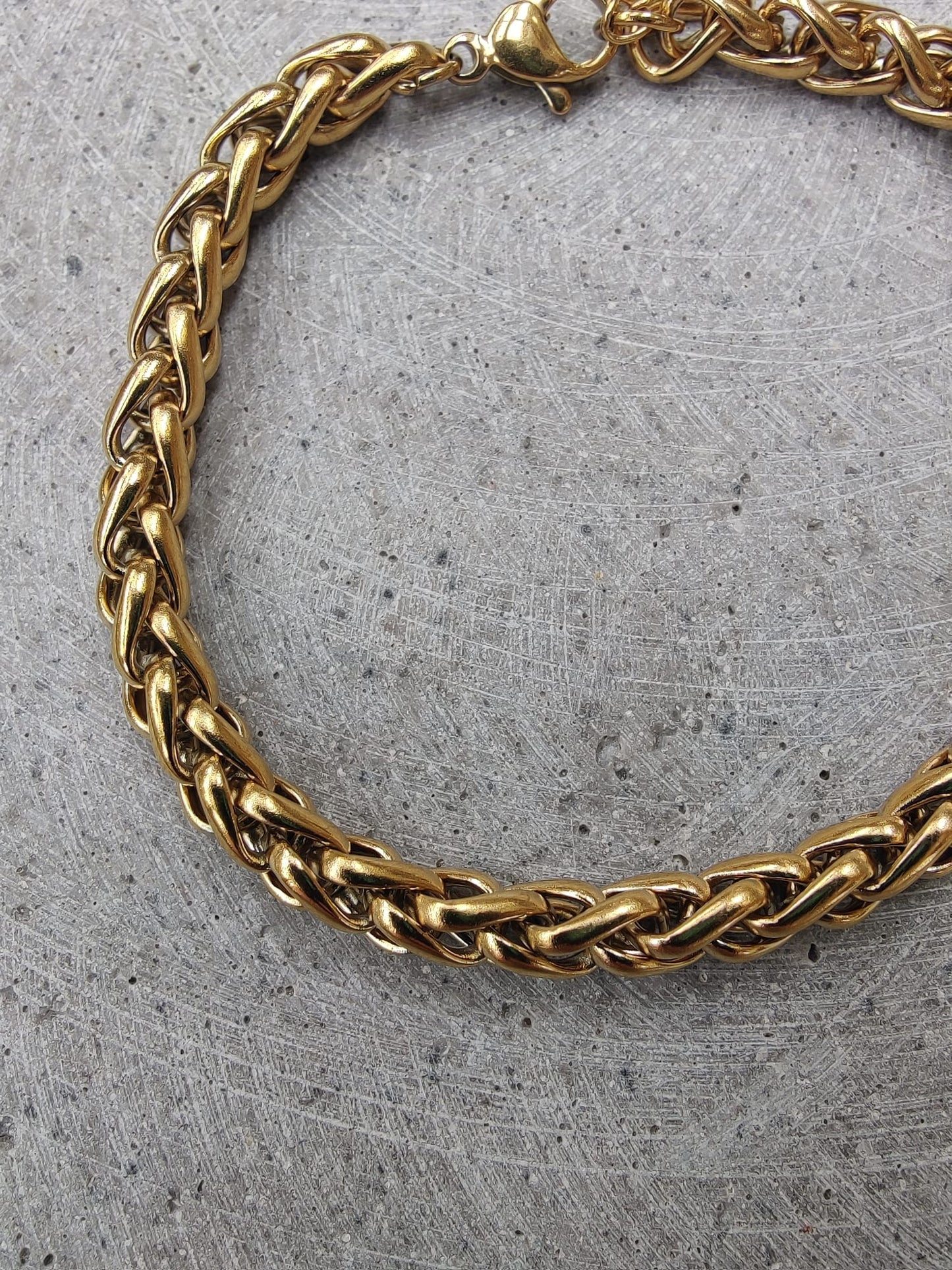 Gold Tone Wheat Chain Stainless Steel Bracelet
