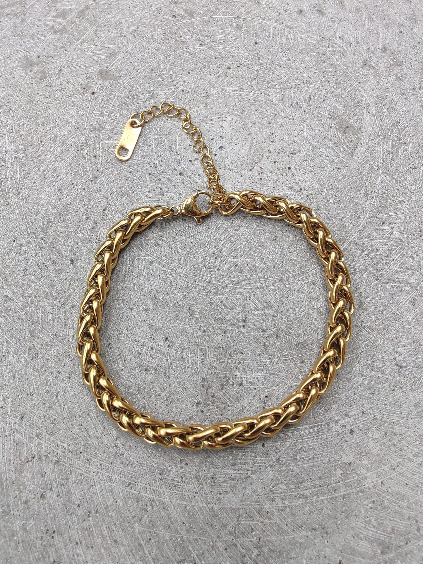 Gold Tone Wheat Chain Stainless Steel Bracelet