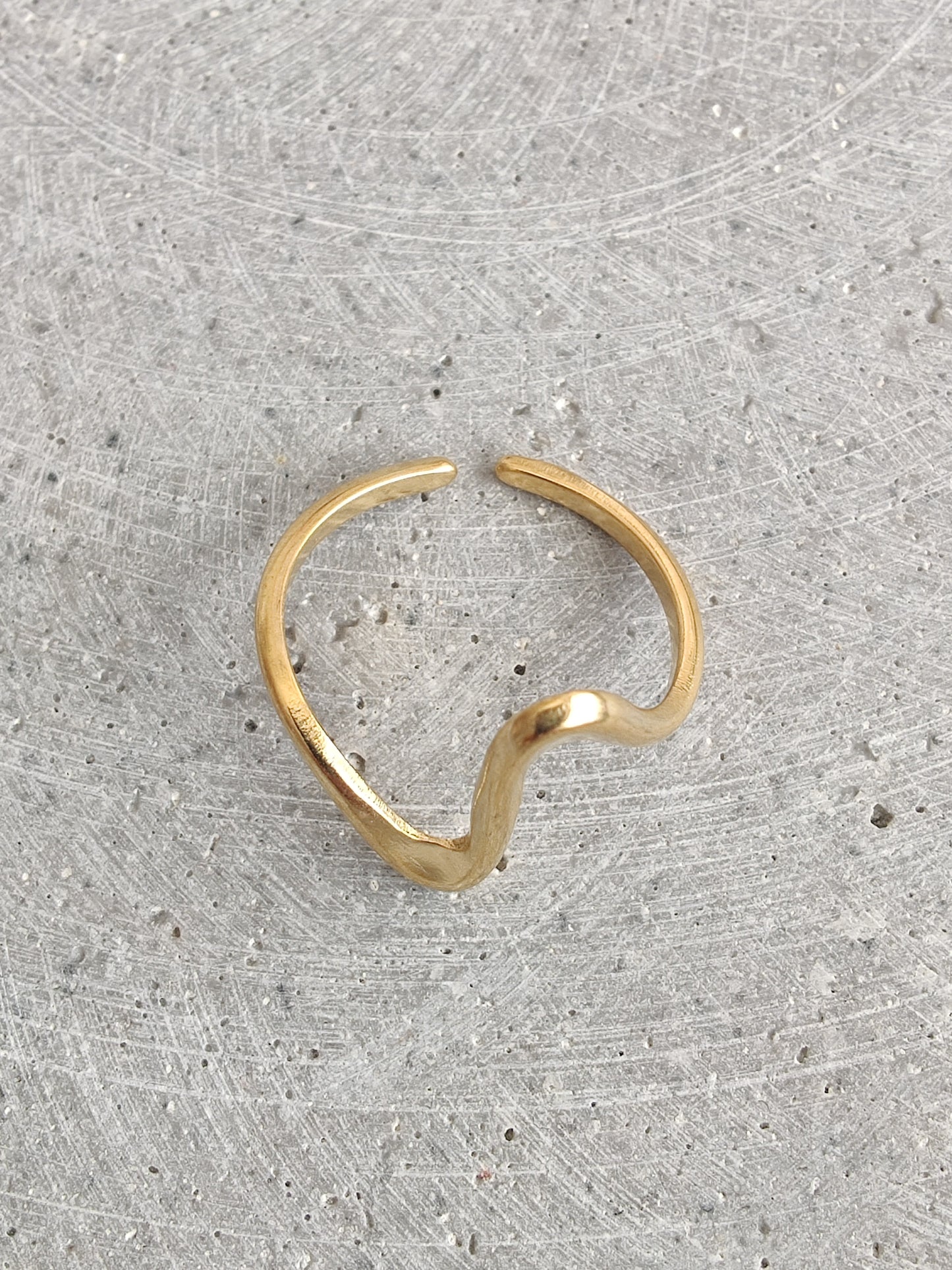 Wave Gold Tone Adjustable Stainless Steel Ring