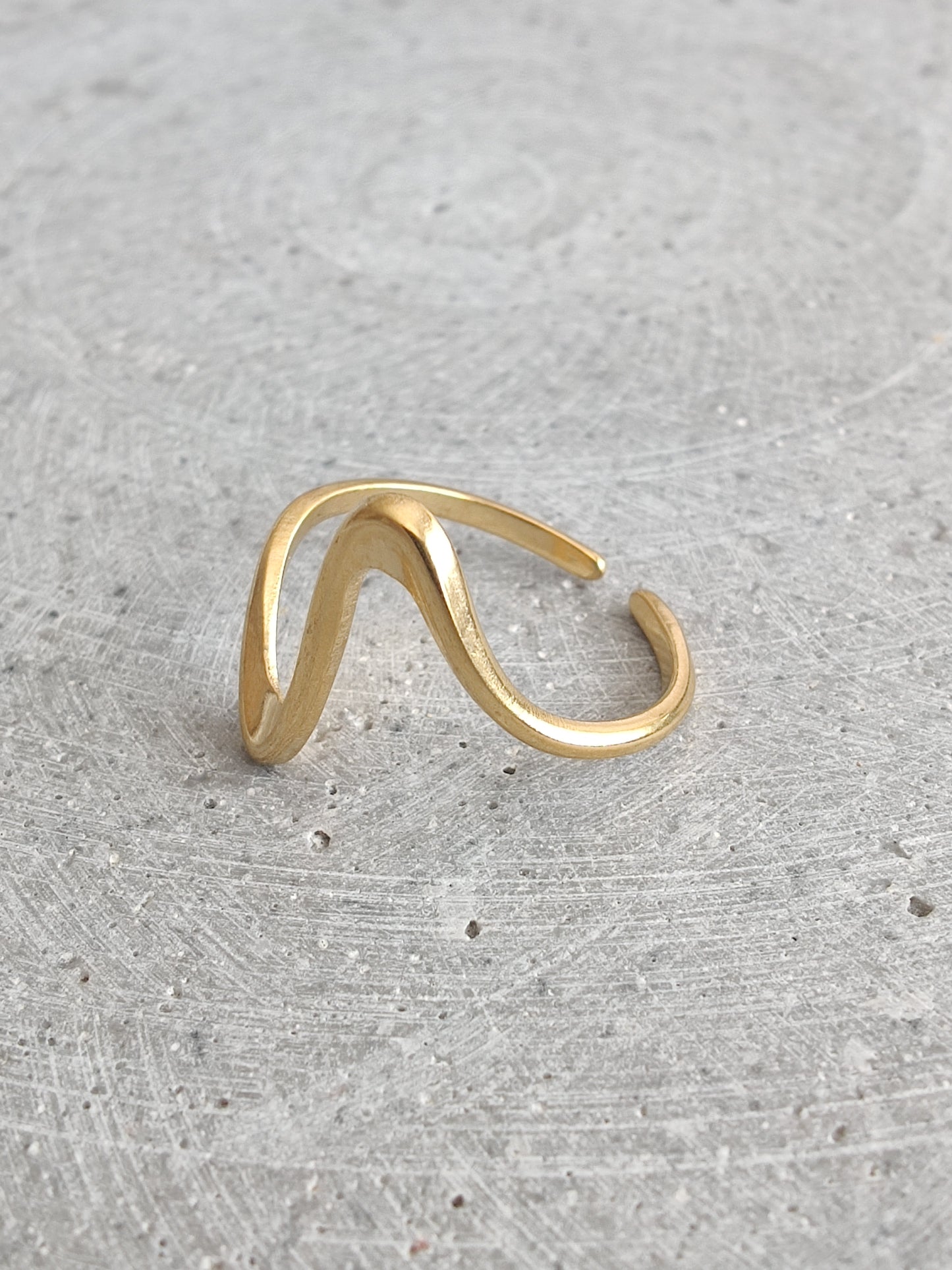 Wave Gold Tone Adjustable Stainless Steel Ring