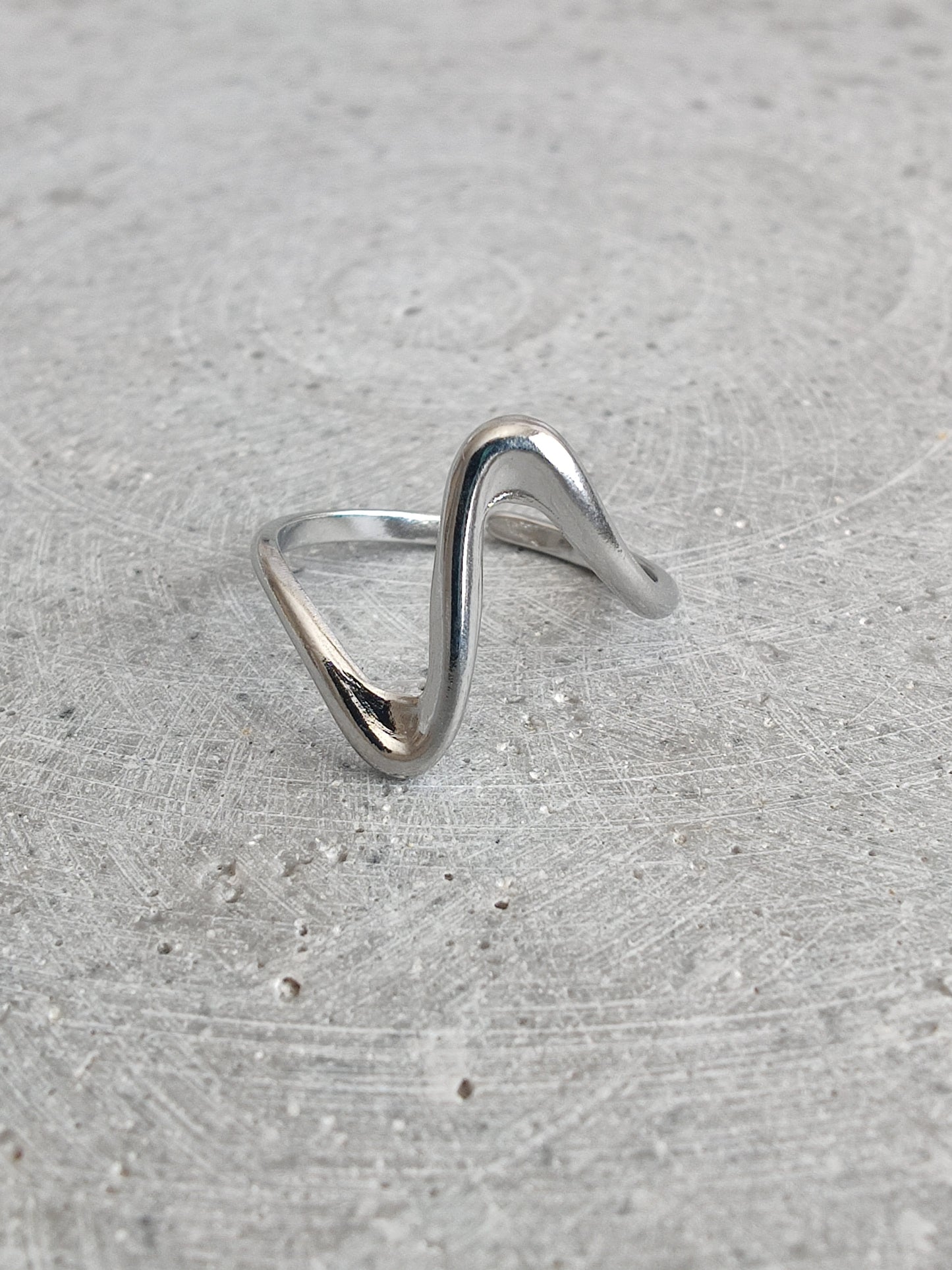 Wave Stainless Steel Adjustable Ring
