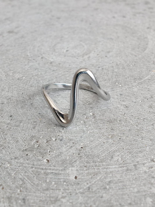 Wave Stainless Steel Adjustable Ring