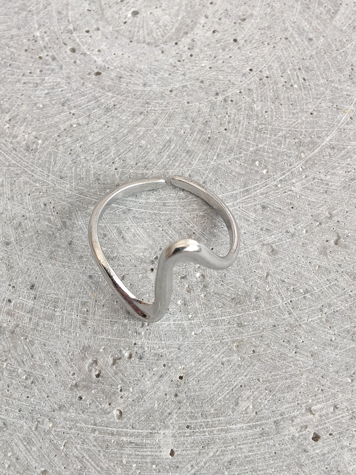 Wave Stainless Steel Adjustable Ring
