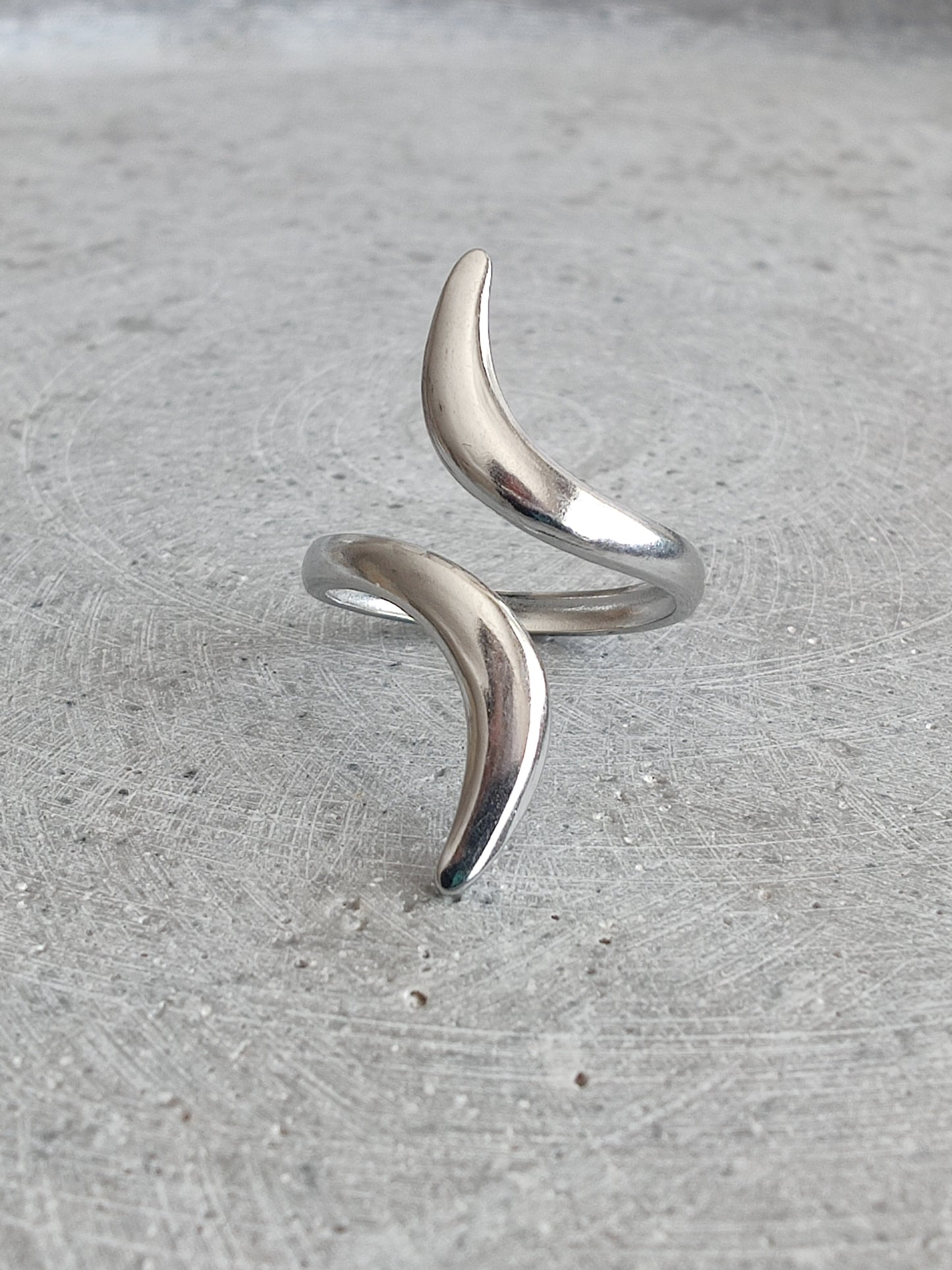 Curved Line Adjustable Stainless Steel Ring