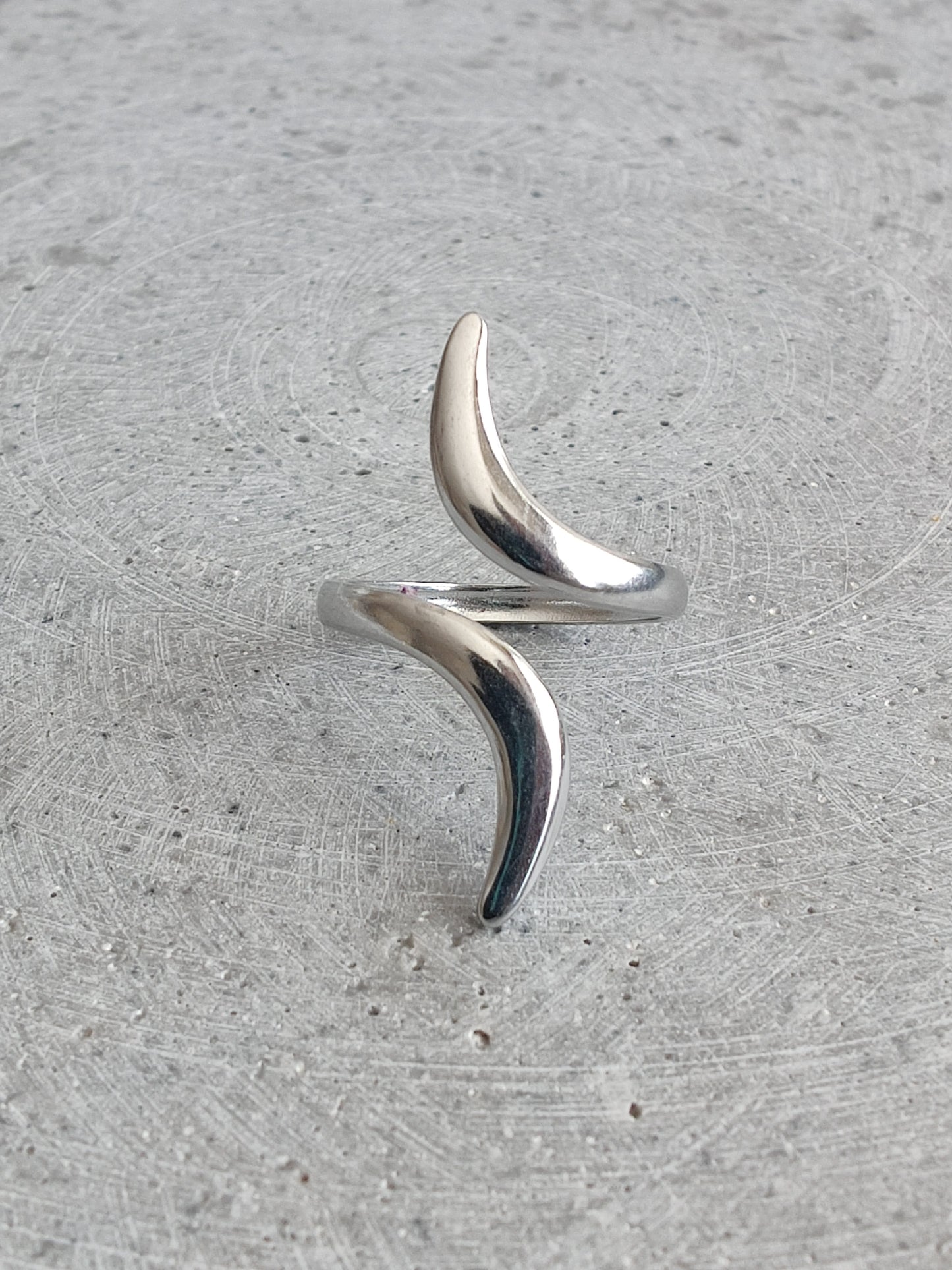 Curved Line Adjustable Stainless Steel Ring
