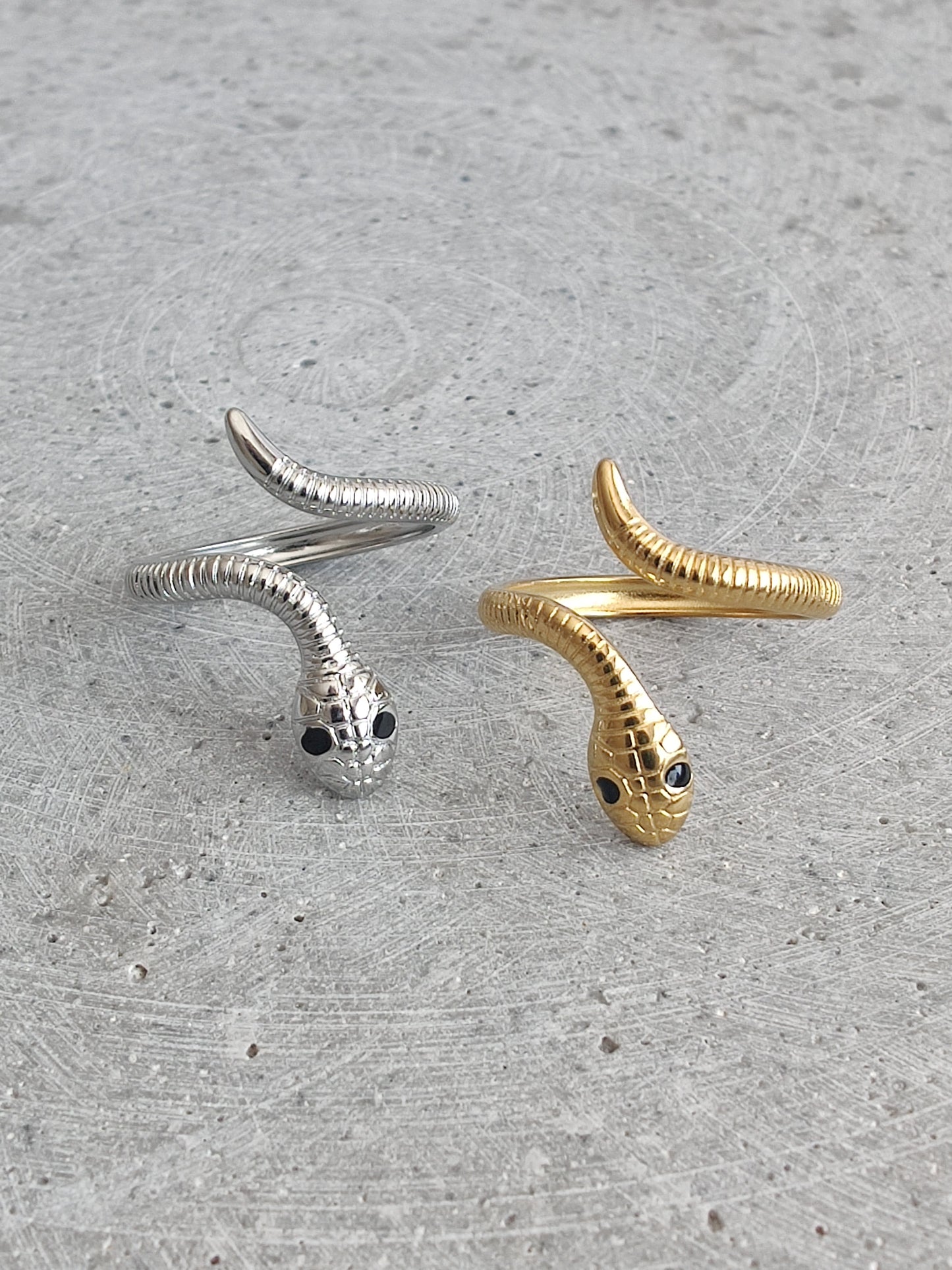 Snake Gold Tone Stainless Steel Adjustable Ring