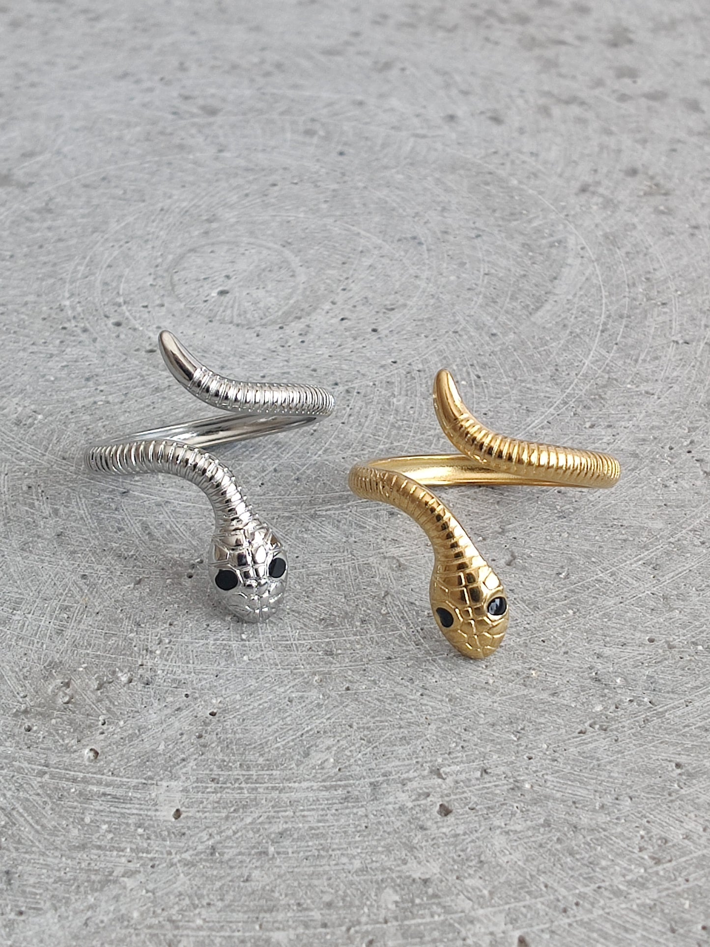 Snake Gold Tone Stainless Steel Adjustable Ring
