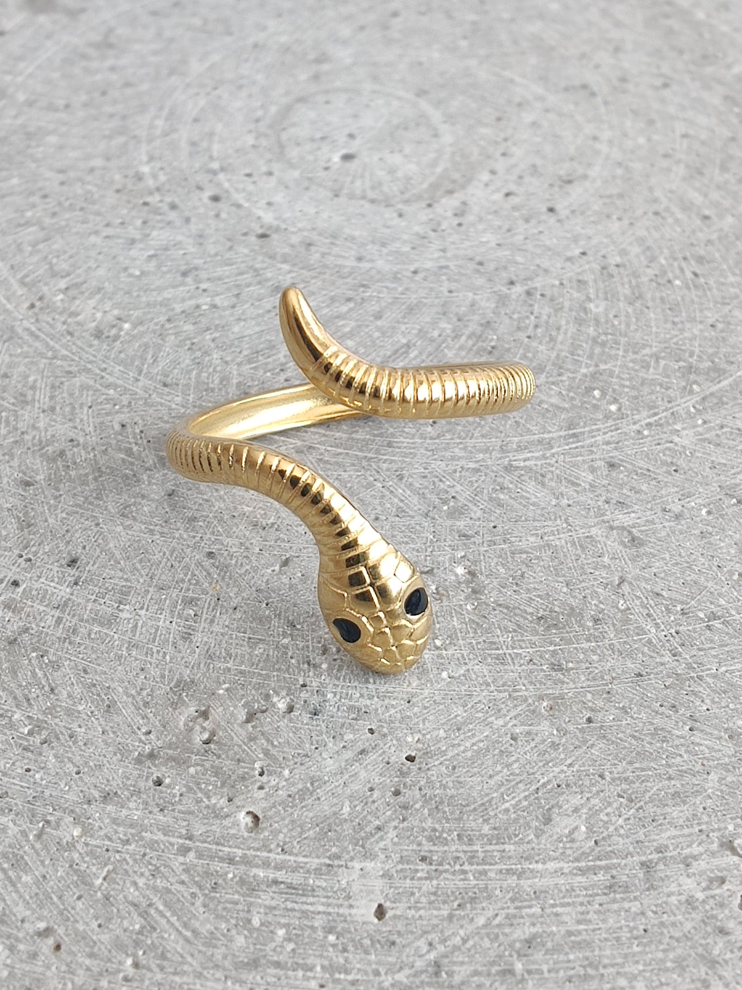 Snake Gold Tone Stainless Steel Adjustable Ring