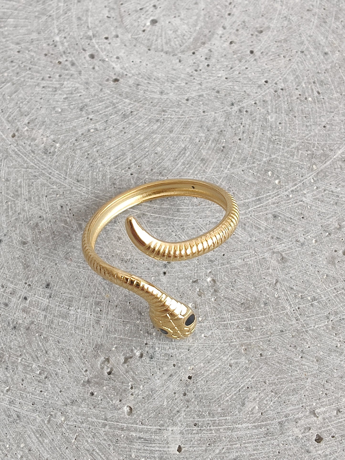 Snake Gold Tone Stainless Steel Adjustable Ring