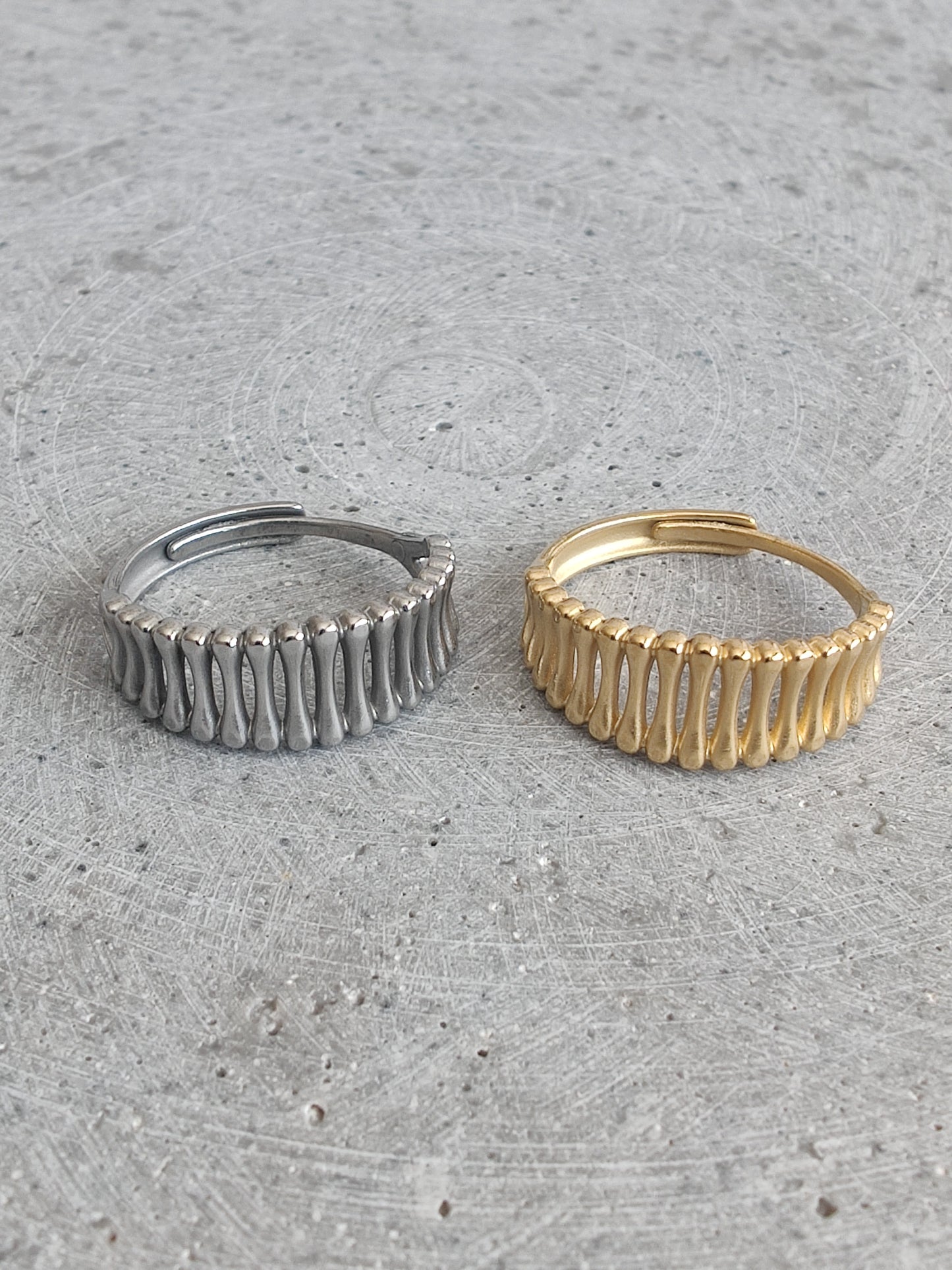 Open Bar Gold Tone Stainless Steel Adjustable Ring
