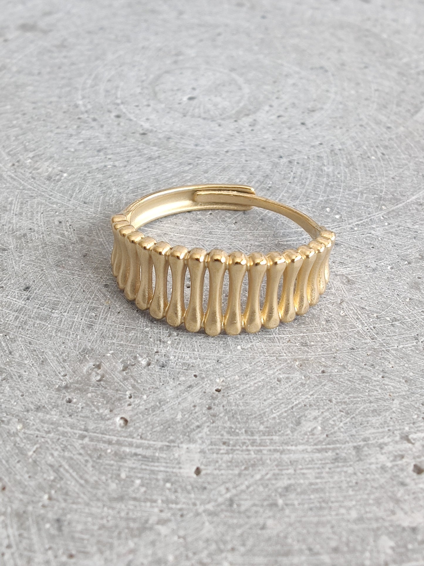 Open Bar Gold Tone Stainless Steel Adjustable Ring