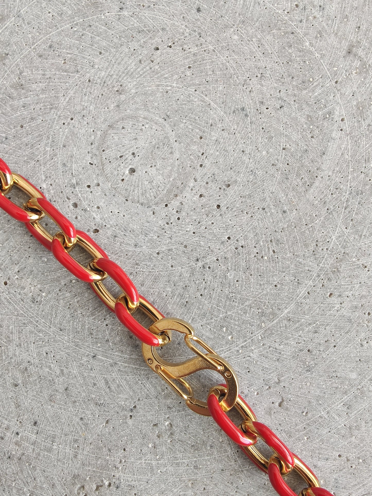 Red Enamel Oval Link Stainless Steel necklace,