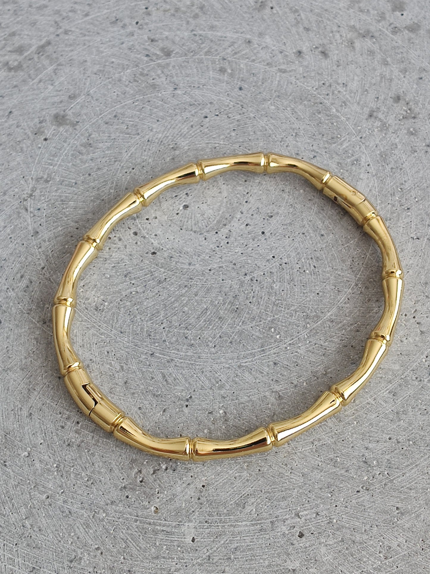 Gold Tone Stainless Steel Bamboo Style Bangle