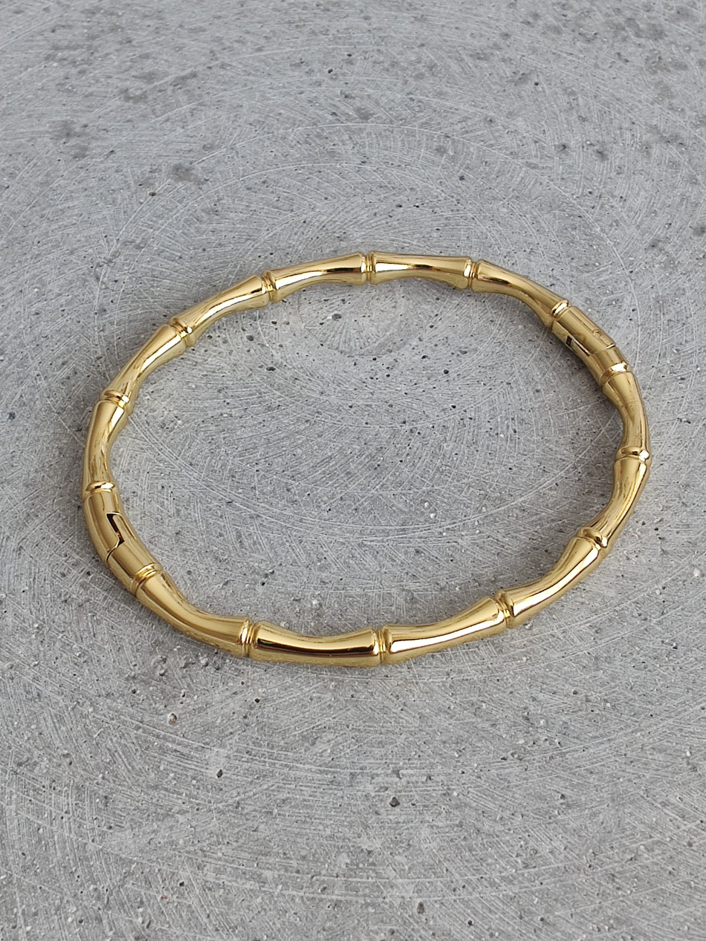 Gold Tone Stainless Steel Bamboo Style Bangle