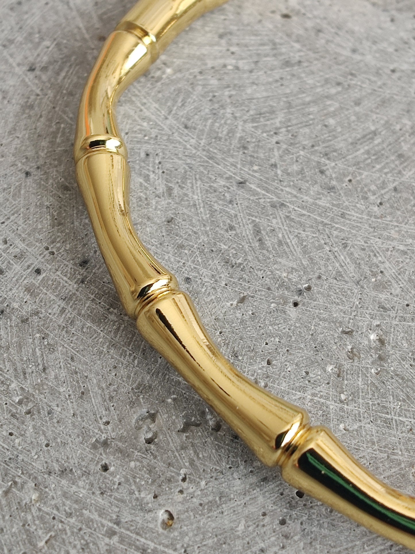 Gold Tone Stainless Steel Bamboo Style Bangle