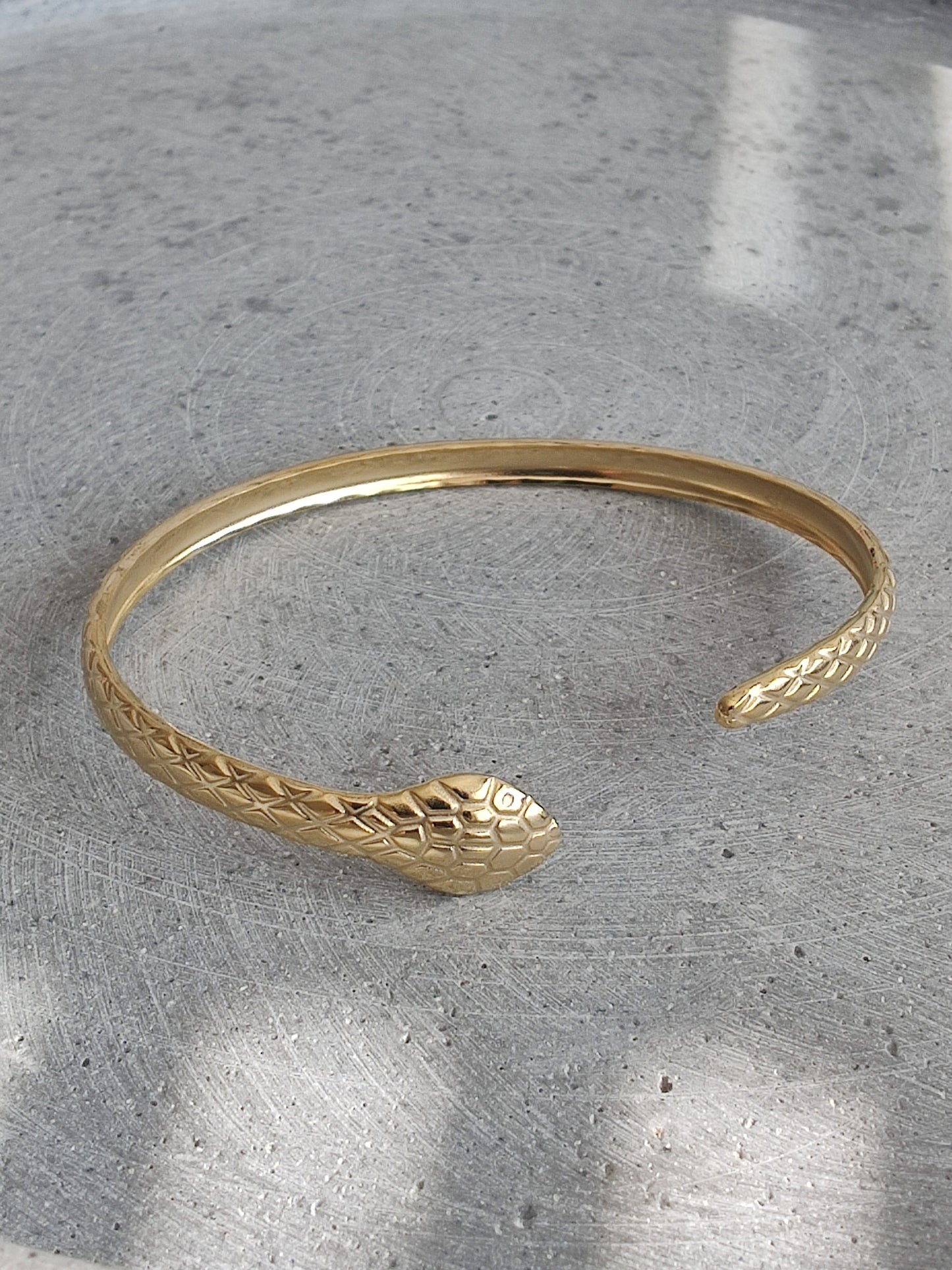 Snake Gold Tone Stainless Steel Adjustable Bangle