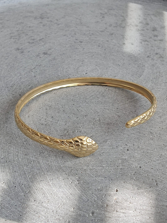 Snake Gold Tone Stainless Steel Adjustable Bangle