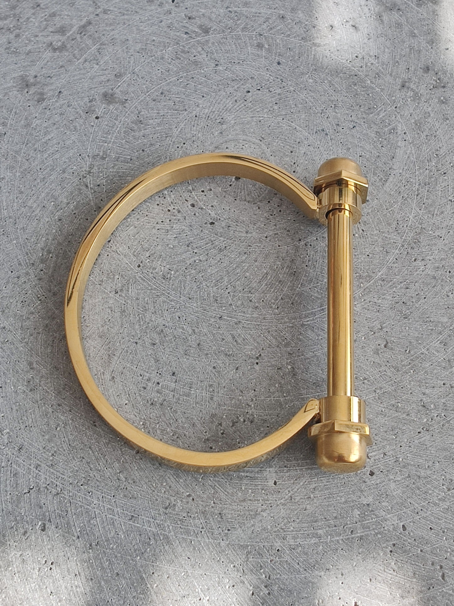 D-Shape Screw and Bolt Gold Tone Stainless Steel Bangle