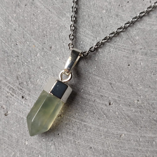 Prehnite Crystal Point Necklace