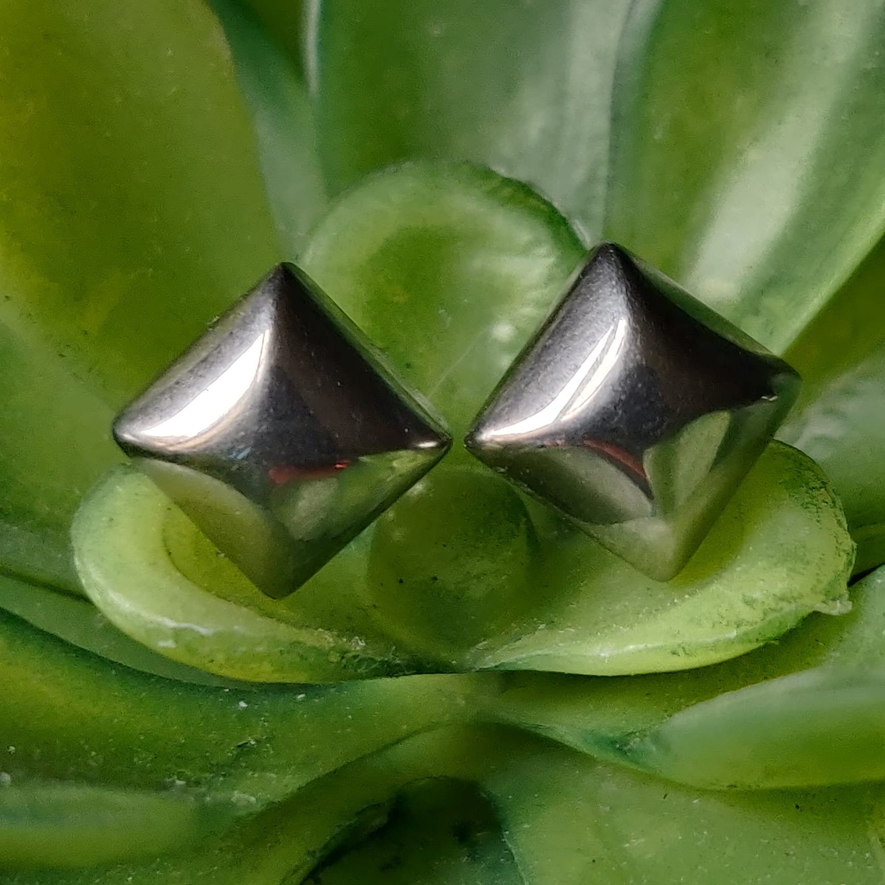 Domed Square Stainless Steel Earrings